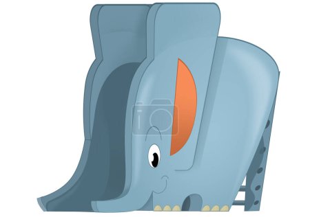 Téléchargez les photos : Scène de dessin animé avec éléphant élément jouet de aire de jeux illustration isolée pour les enfants - en image libre de droit