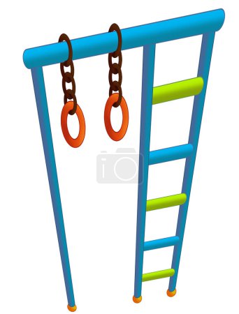 Photo for Cartoon scene with colorful playground kindergarten element ladder for climbing isolated illustration for kids - Royalty Free Image