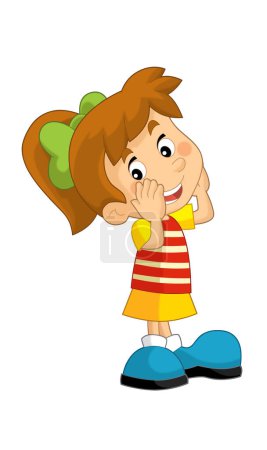 Foto de Escena de dibujos animados con una joven adolescente jugando a divertirse y sonreír ilustración aislada para niños - Imagen libre de derechos