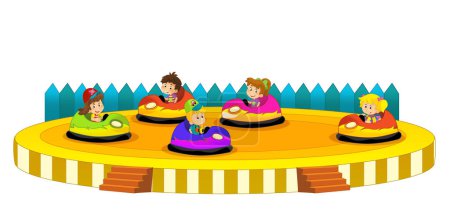 Téléchargez les photos : Scène de dessin animé avec terrain de jeu amusant jardin d'enfants illustration isolée pour enfants - en image libre de droit