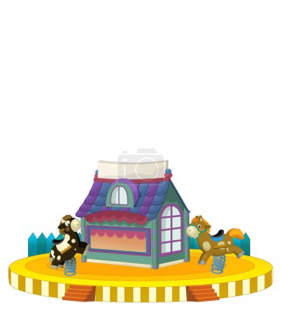 Photo for Cartoon scene with funfair playground kindergarten isolated illustration for kdis - Royalty Free Image
