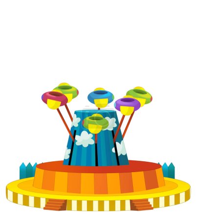 Téléchargez les photos : Scène de dessin animé avec terrain de jeu amusant jardin d'enfants illustration isolée pour kdis - en image libre de droit