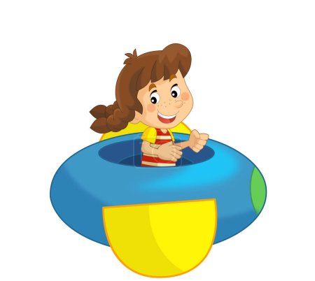 Foto de Dibujos animados niño en un parque de atracciones de avión de feria de juguetes o parque infantil ilustración aislada para niños - Imagen libre de derechos