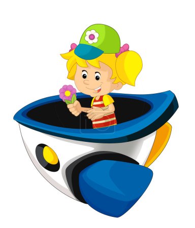 Foto de Niño de dibujos animados en una nave espacial de feria de juguetes o un parque de atracciones de una nave estrella o una ilustración aislada de patio de recreo para niños - Imagen libre de derechos
