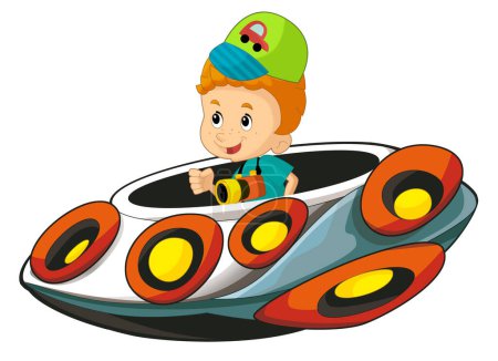 Foto de Dibujos animados para niños en una nave espacial de feria de juguetes o en un parque de atracciones o un parque infantil ilustración aislada para niños - Imagen libre de derechos