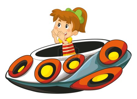 Foto de Dibujos animados para niños en una nave espacial de feria de juguetes o en un parque de atracciones o un parque infantil ilustración aislada para niños - Imagen libre de derechos