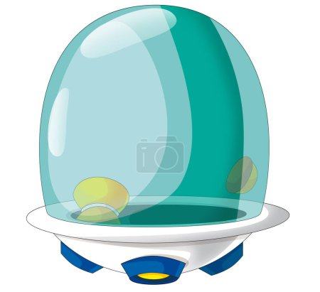 Photo for Cartoon scene with space ship transportation isolated illustration for kids - Royalty Free Image