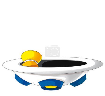 Photo for Cartoon scene with space ship transportation isolated illustration for kids - Royalty Free Image