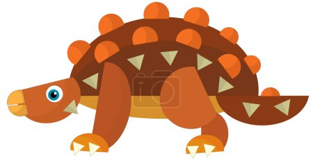 Photo for Cartoon happy and funny colorful prehistoric dinosaur isolated illustration for kids - Royalty Free Image