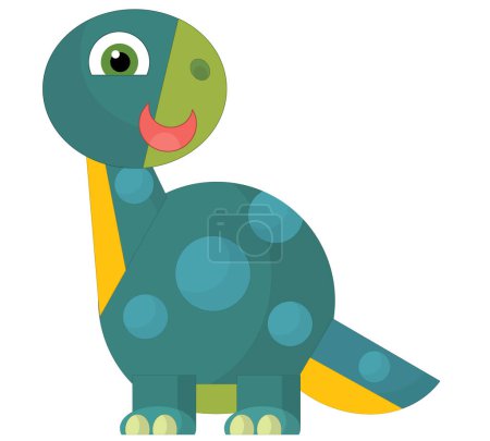Foto de Dibujos animados feliz y divertido dinosaurio prehistórico colorido ilustración aislada para niños - Imagen libre de derechos