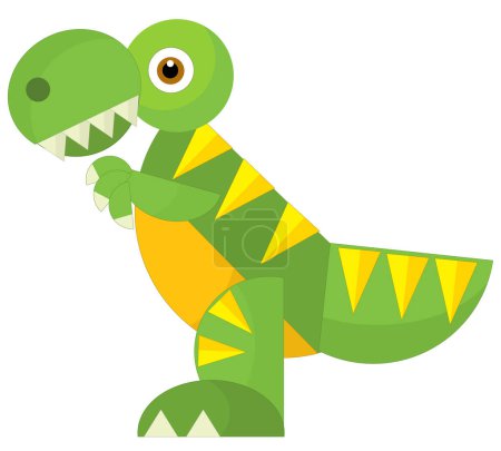 Téléchargez les photos : Dessin animé heureux et drôle dinosaure préhistorique coloré dino illustration isolée pour enfants - en image libre de droit