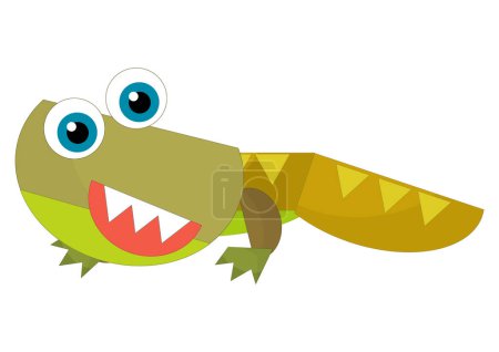 Foto de Dibujos animados feliz y divertido colorido dinosaurio prehistórico dino sonriendo amistosa ilustración aislada para niños - Imagen libre de derechos