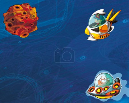 Photo for Cartoon funny colorful scene of cosmos galactic alien ufo isolated illustration for kids - Royalty Free Image