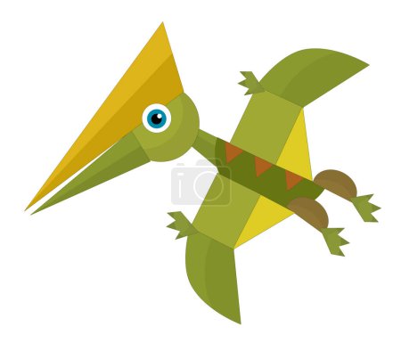 Téléchargez les photos : Dessin animé dinosaure ptérodactyle ou autre oiseau dino illustration isolée pour les enfants - en image libre de droit