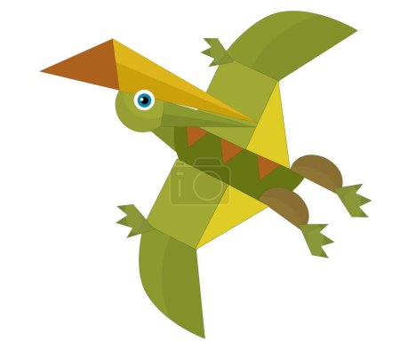 Téléchargez les photos : Dessin animé dinosaure ptérodactyle ou autre oiseau dino illustration isolée pour enfants - en image libre de droit