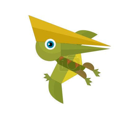Téléchargez les photos : Dessin animé dinosaure ptérodactyle ou autre oiseau dino illustration isolée pour enfants - en image libre de droit