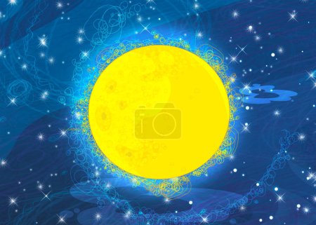 Photo for Cartoon funny colorful scene of cosmos galactic alien ufo space illustration for children - Royalty Free Image