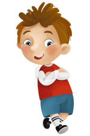 Photo for Cartoon scene with young boy teenager playing having fun and smiling isolated illustration for children - Royalty Free Image