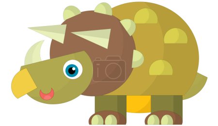 Téléchargez les photos : Dessin animé heureux et drôle dinosaure préhistorique coloré dino illustration isolée pour enfants - en image libre de droit