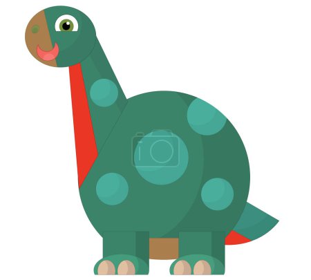 Téléchargez les photos : Dessin animé heureux et drôle dinosaure préhistorique coloré illustration isolée pour les enfants - en image libre de droit