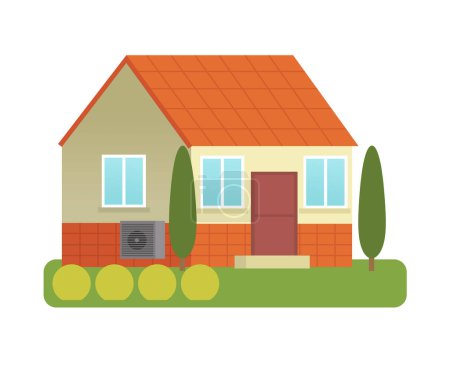 Photo for Cartoon scene with city urban single family house isolated illustration for kids - Royalty Free Image