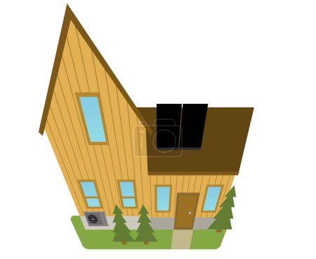 Photo for Cartoon scene with city urban single family house isolated illustration for children - Royalty Free Image