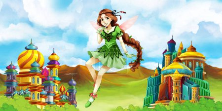 Photo for Cartoon scene with beautiful medieval castles - far east kingdom - illustration for children - Royalty Free Image