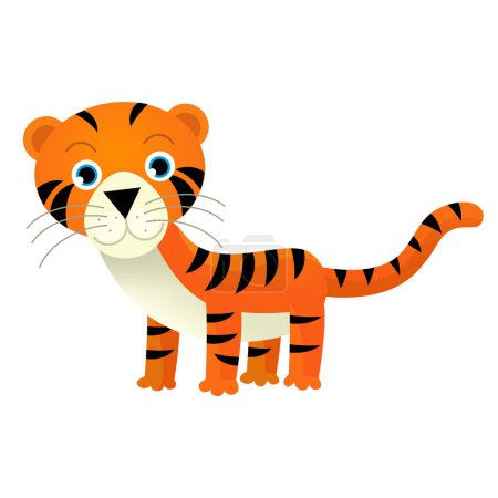 Photo for Cartoon scene with happy tropical cat tiger on white background illustration for kids - Royalty Free Image