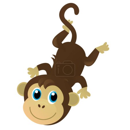 Photo for Cartoon asian scene with animal monkey ape on white background illustration for kids - Royalty Free Image