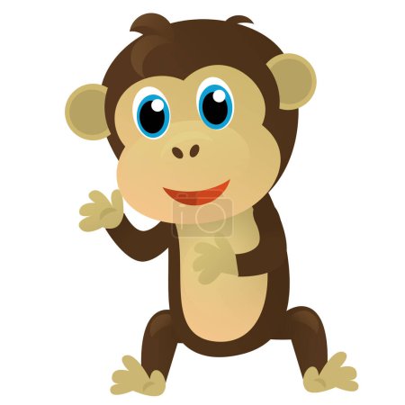 Foto de Dibujos animados escena asiática con mono animal mono sobre fondo blanco ilustración para niños - Imagen libre de derechos