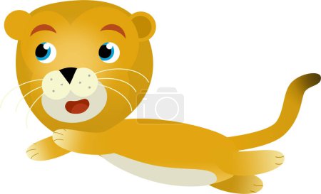 Photo for Cartoon scene with happy cat lion lioness on white background - safari illustration for kids - Royalty Free Image