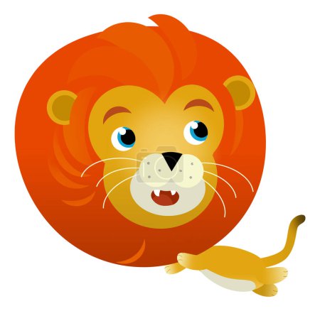 Photo for Cartoon scene with happy cat lion on white background - safari illustration for kid - Royalty Free Image
