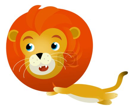 Photo for Cartoon scene with happy cat lion on white background - safari illustration for kid - Royalty Free Image