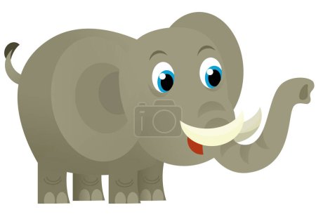 Téléchargez les photos : Dessin animé animal sauvage heureux jeune éléphant sur fond blanc illustration pour les enfants - en image libre de droit