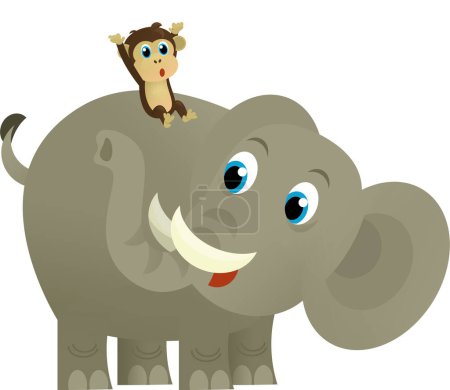 Photo for Cartoon wild animal happy young elephant on white background - illustration for the kids - Royalty Free Image
