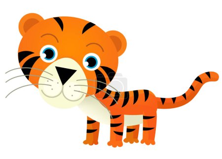 Photo for Cartoon scene with happy tropical cat tiger on white background illustration for kids - Royalty Free Image