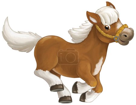Photo for Cartoon happy horse is running jumping smiling and looking - artistic style - isolated - illustration for children - Royalty Free Image