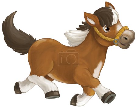 Photo for Cartoon happy horse is running jumping smiling and looking - artistic style - isolated - illustration for children - Royalty Free Image