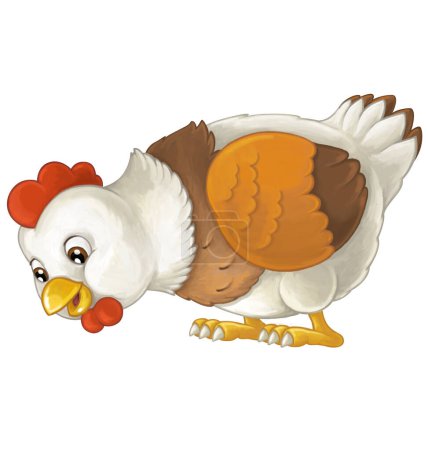 Téléchargez les photos : Dessin animé drôle oiseau poulet poule isolé illustration pour enfants - en image libre de droit