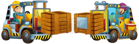 Photo for Cartoon scene with worker in forklift operator isolated illustration for kids - Royalty Free Image