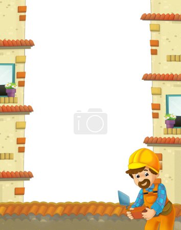 Photo for Cartoon frame border scene city construction site isolated illustration for children - Royalty Free Image