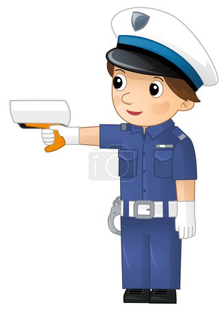 Téléchargez les photos : Personnage de bande dessinée policier garçon au travail illustration isolée pour enfant - en image libre de droit