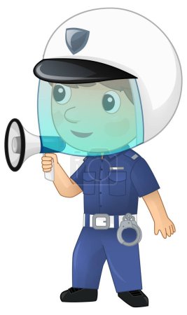 Photo for Cartoon character policeman boy happy at work isolated illustration for kids - Royalty Free Image