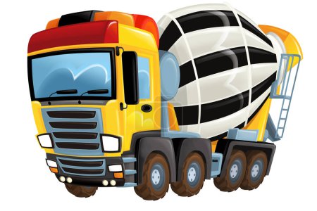 Foto de Industria de dibujos animados camión pesado hormigonera ilustración mezclador para niños - Imagen libre de derechos
