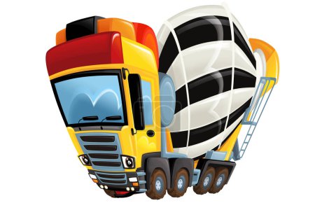 Photo for Cartoon industry heavy duty truck concrete mixer illustration for kids - Royalty Free Image