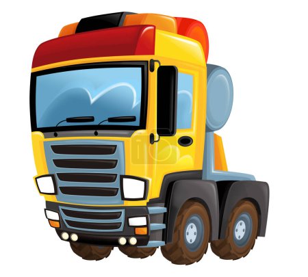 Foto de Divertido remolque de dibujos animados o camión de carga pesada ilustración aislada para niños - Imagen libre de derechos