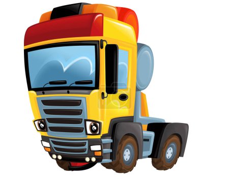 Photo for Funny cartoon tow or cargo heavy duty truck isolated illustration for kids - Royalty Free Image