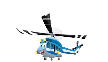 Foto de Dibujos animados máquina helicóptero feliz sobre fondo blanco - ilustración para niños - Imagen libre de derechos