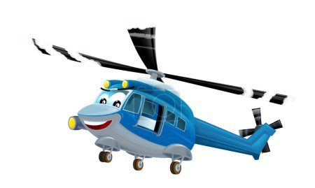 Foto de Dibujos animados máquina helicóptero feliz sobre fondo blanco - ilustración para niños - Imagen libre de derechos