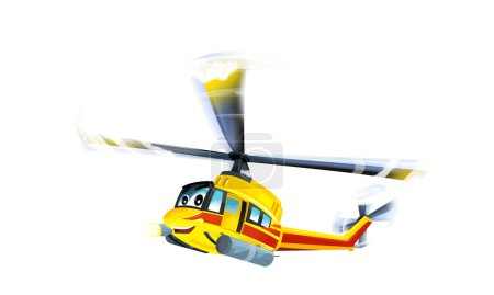 Téléchargez les photos : Dessin animé ambulance hélicoptère isolé illustration pour les enfants - en image libre de droit